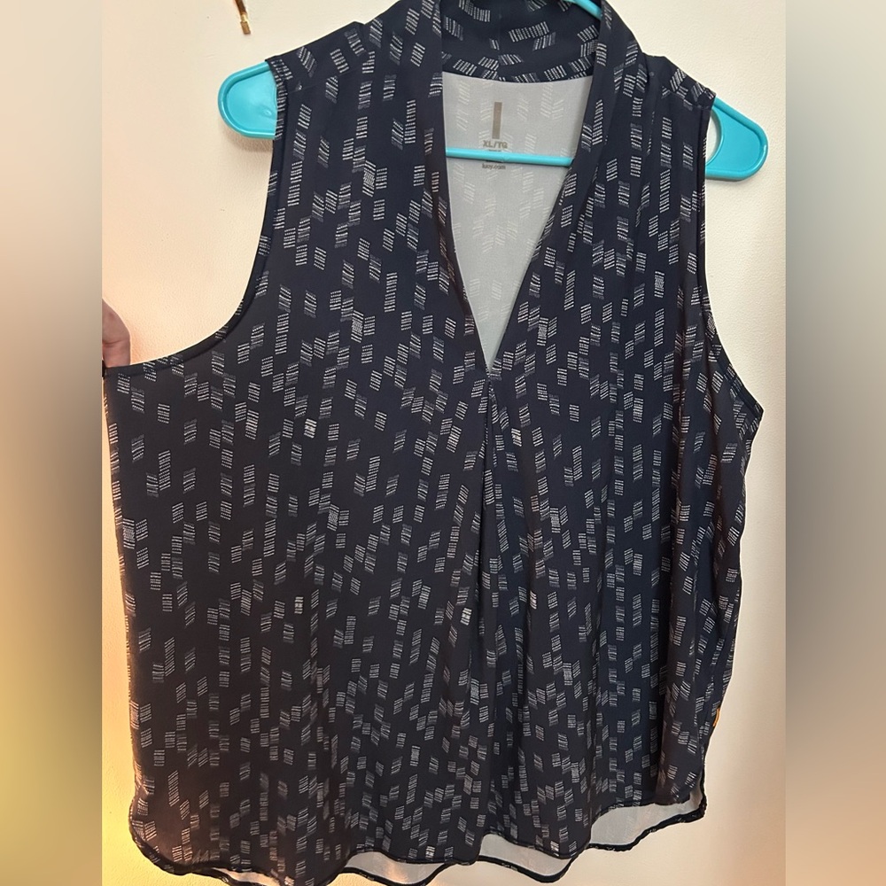 Lucy Navy Geometric Sleeveless Blouse